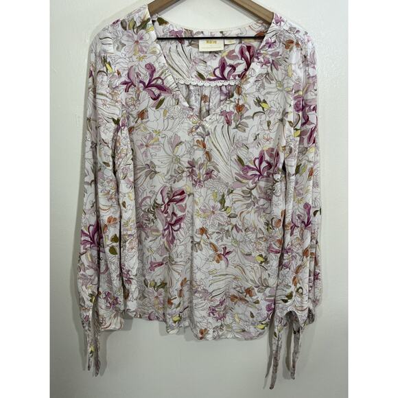Cottagecore Whimsical Romantic Floral Peasant Top M Feminine Boho Fairy Dainty - Picture 1 of 14
